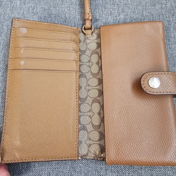 Coach Brown Leather Monogrammed Small Wristlet - Picture 6 of 13
